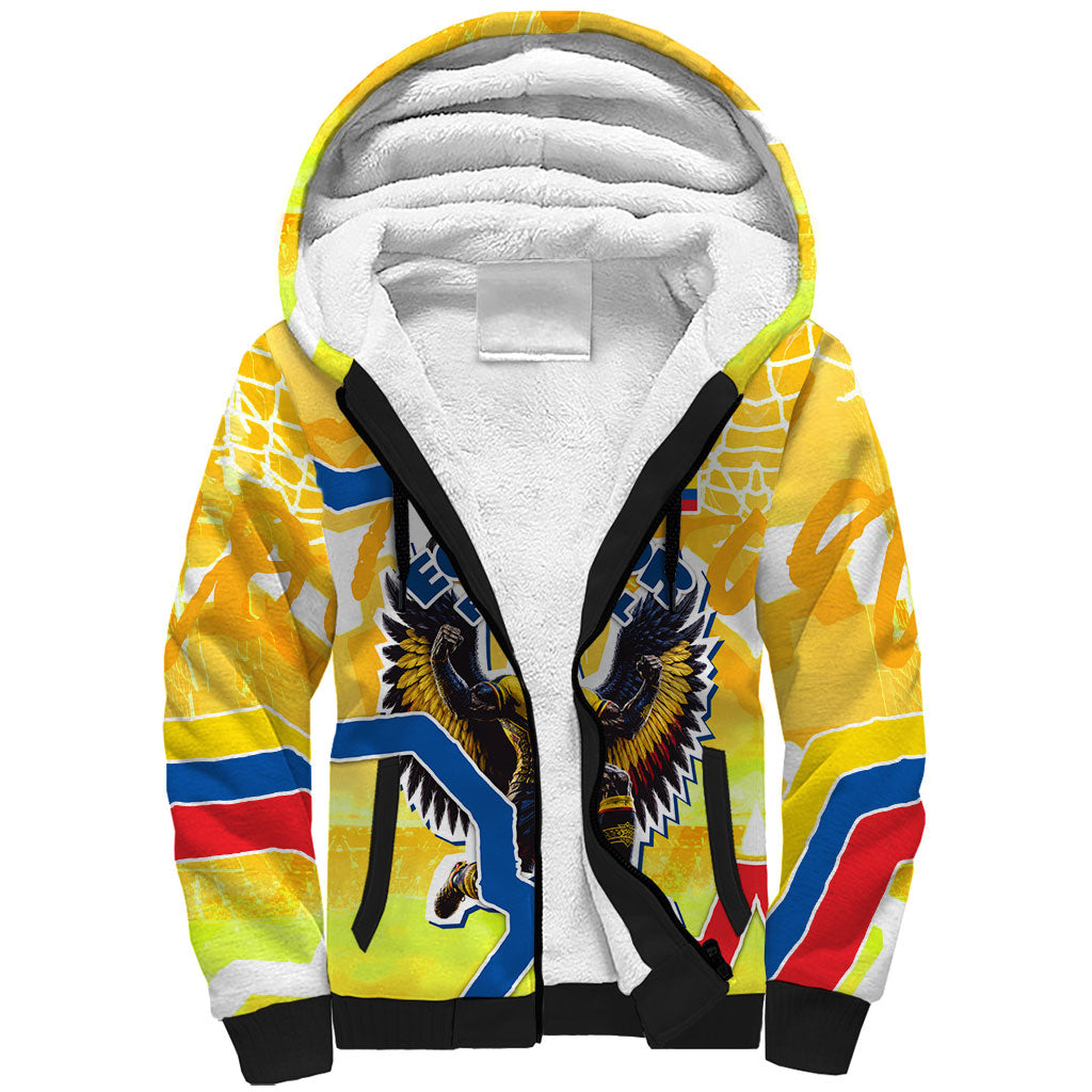 Personalized Ecuador Football Condor Mascot Sherpa Hoodie Golden Wings of La Tri