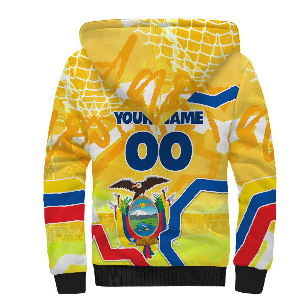 Personalized Ecuador Football Condor Mascot Sherpa Hoodie Golden Wings of La Tri