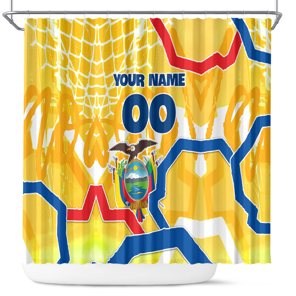 Personalized Ecuador Football Condor Mascot Shower Curtain Golden Wings of La Tri