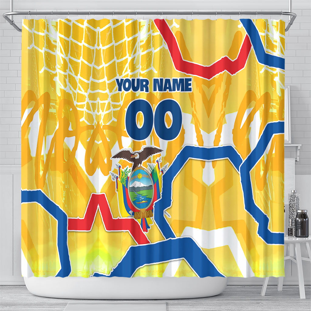 Personalized Ecuador Football Condor Mascot Shower Curtain Golden Wings of La Tri