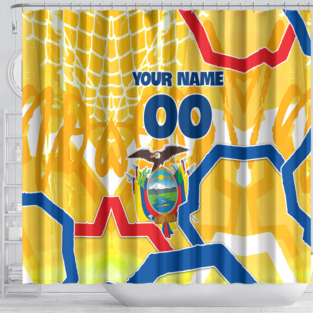 Personalized Ecuador Football Condor Mascot Shower Curtain Golden Wings of La Tri