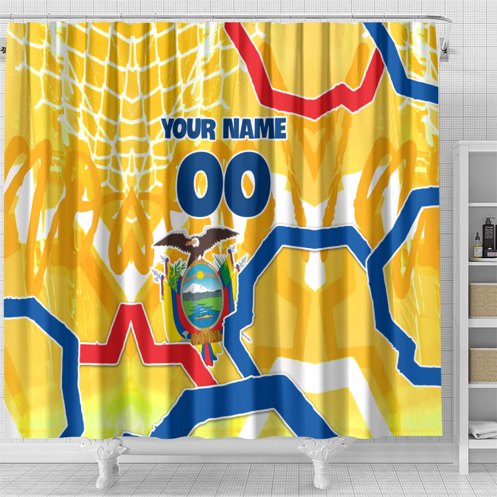 Personalized Ecuador Football Condor Mascot Shower Curtain Golden Wings of La Tri
