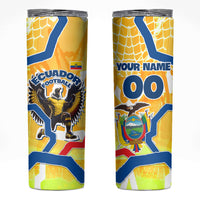 Personalized Ecuador Football Condor Mascot Skinny Tumbler Golden Wings of La Tri