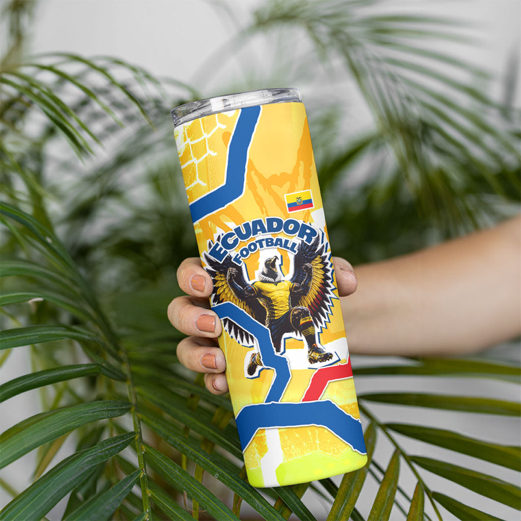 Personalized Ecuador Football Condor Mascot Skinny Tumbler Golden Wings of La Tri
