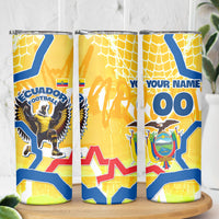 Personalized Ecuador Football Condor Mascot Skinny Tumbler Golden Wings of La Tri