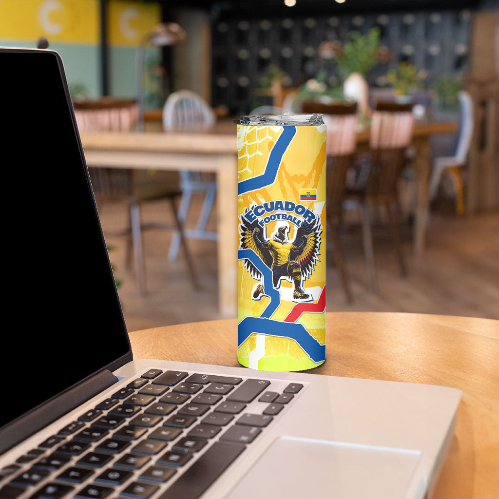 Personalized Ecuador Football Condor Mascot Skinny Tumbler Golden Wings of La Tri