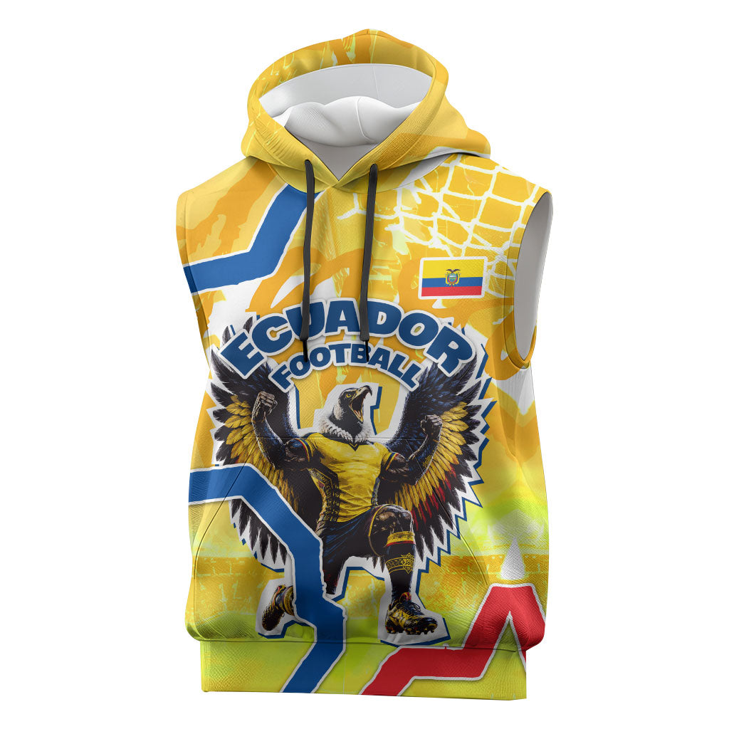 Personalized Ecuador Football Condor Mascot Sleeveless Hoodie Golden Wings of La Tri