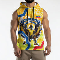 Personalized Ecuador Football Condor Mascot Sleeveless Hoodie Golden Wings of La Tri