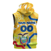 Personalized Ecuador Football Condor Mascot Sleeveless Zip Hoodie Golden Wings of La Tri