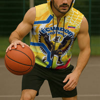 Personalized Ecuador Football Condor Mascot Sleeveless Zip Hoodie Golden Wings of La Tri