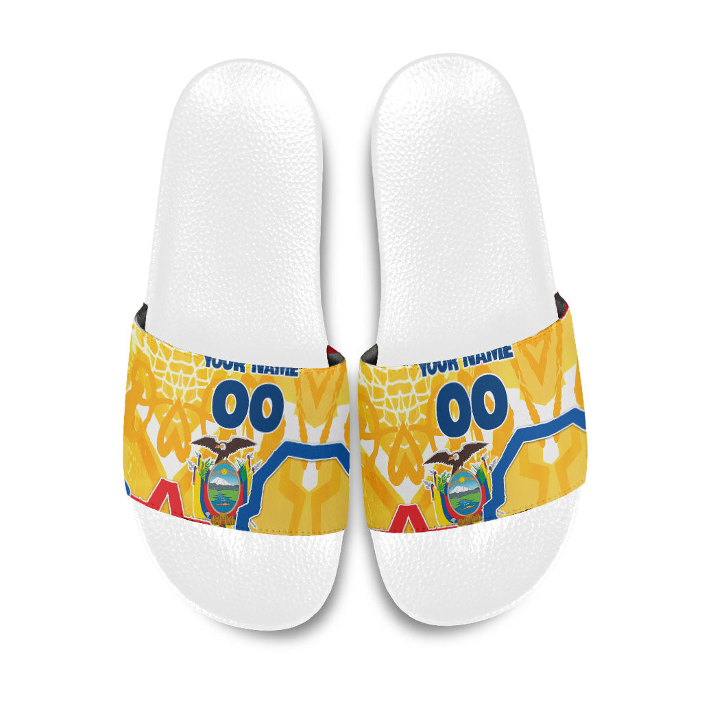 Personalized Ecuador Football Condor Mascot Slide Sandals Golden Wings of La Tri