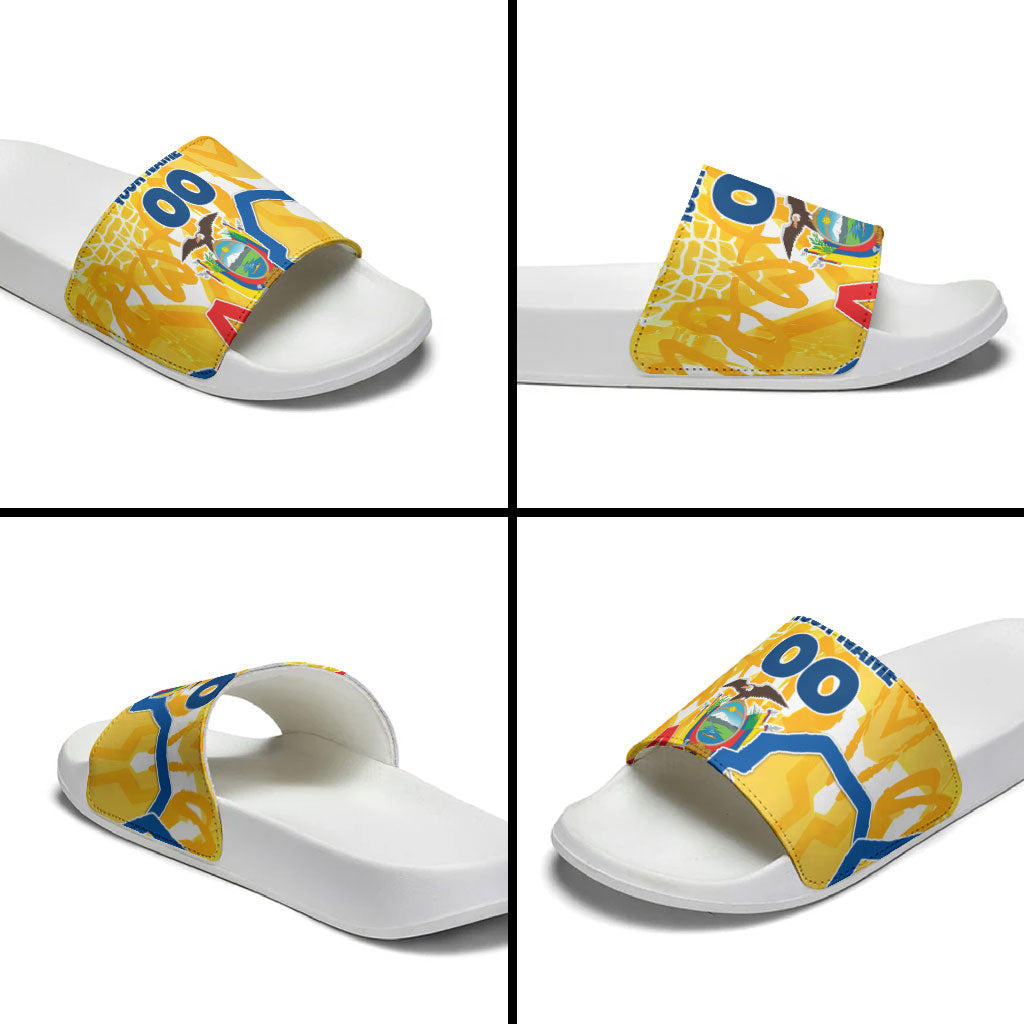 Personalized Ecuador Football Condor Mascot Slide Sandals Golden Wings of La Tri