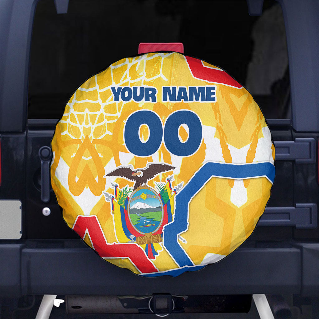 Personalized Ecuador Football Condor Mascot Spare Tire Cover Golden Wings of La Tri