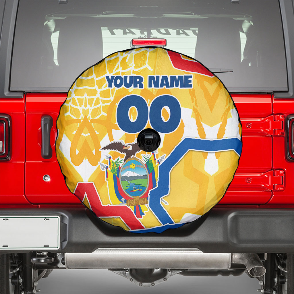 Personalized Ecuador Football Condor Mascot Spare Tire Cover Golden Wings of La Tri