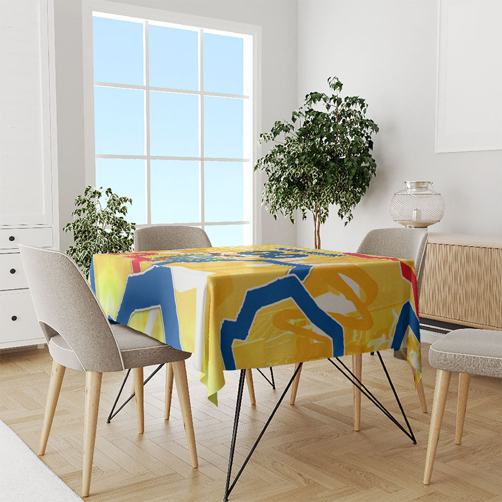 Personalized Ecuador Football Condor Mascot Tablecloth Golden Wings of La Tri
