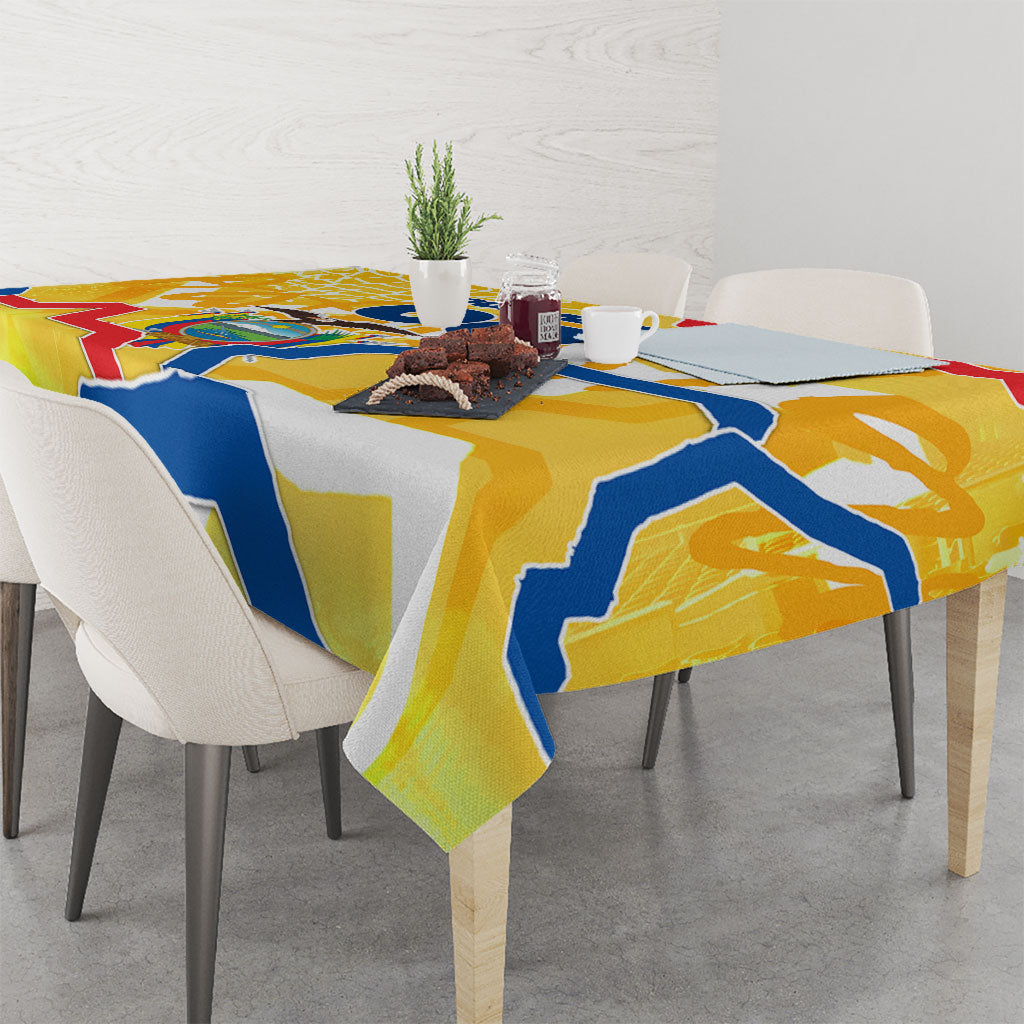 Personalized Ecuador Football Condor Mascot Tablecloth Golden Wings of La Tri