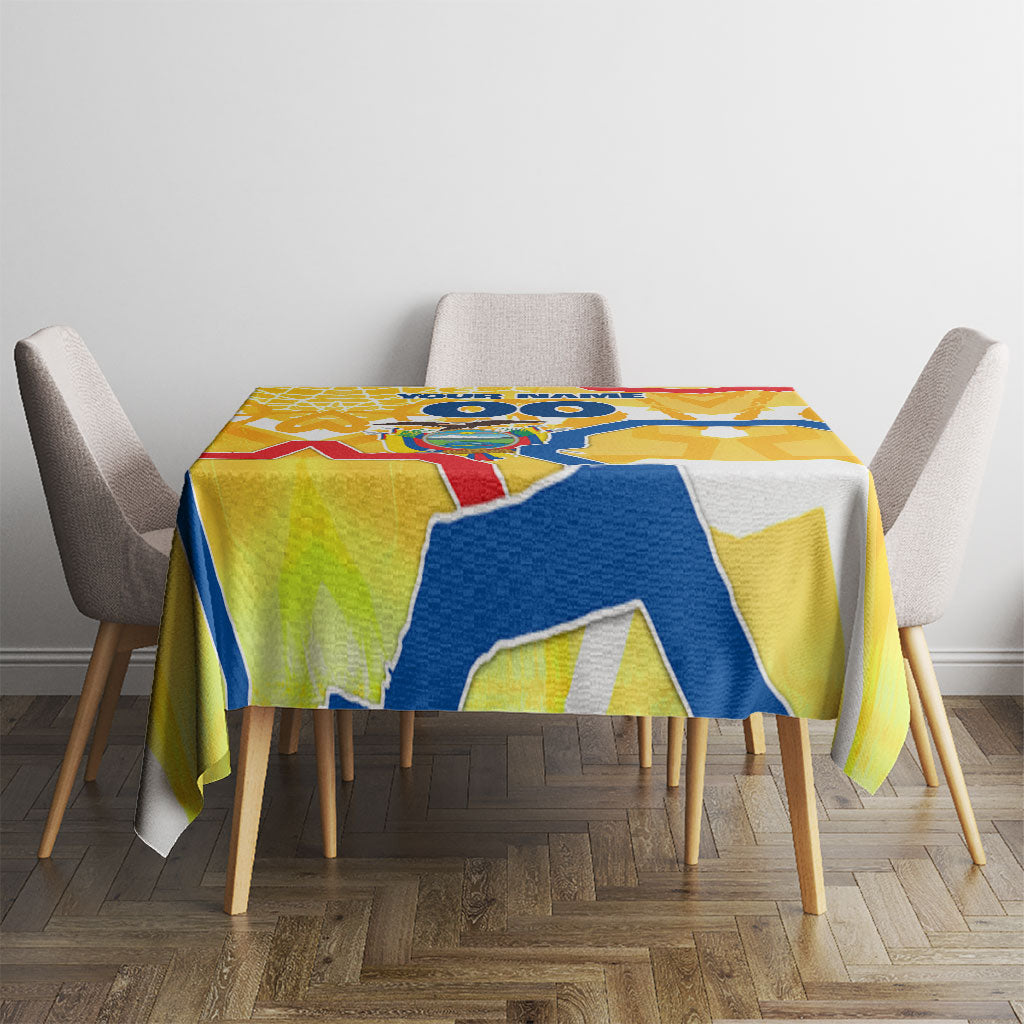 Personalized Ecuador Football Condor Mascot Tablecloth Golden Wings of La Tri