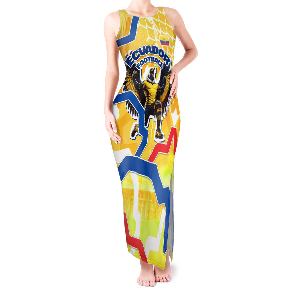 Personalized Ecuador Football Condor Mascot Tank Maxi Dress Golden Wings of La Tri