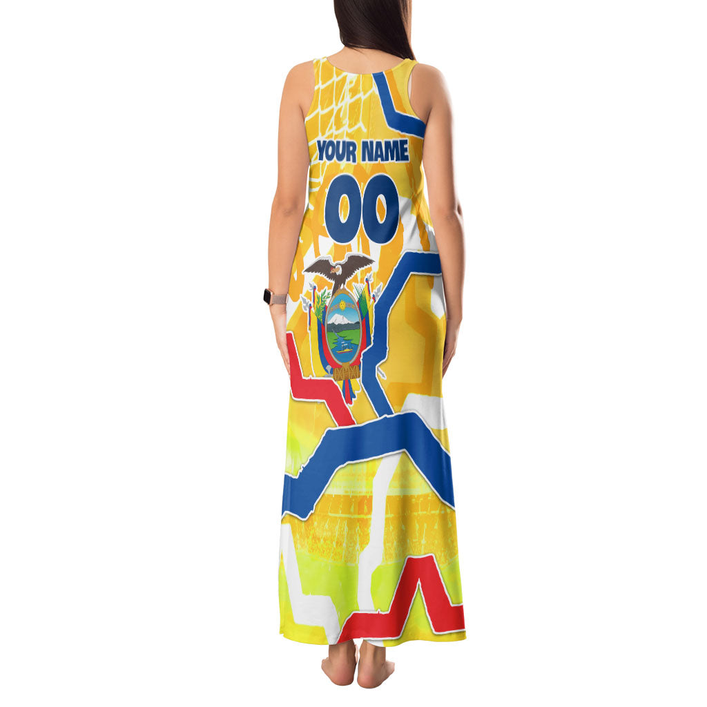 Personalized Ecuador Football Condor Mascot Tank Maxi Dress Golden Wings of La Tri