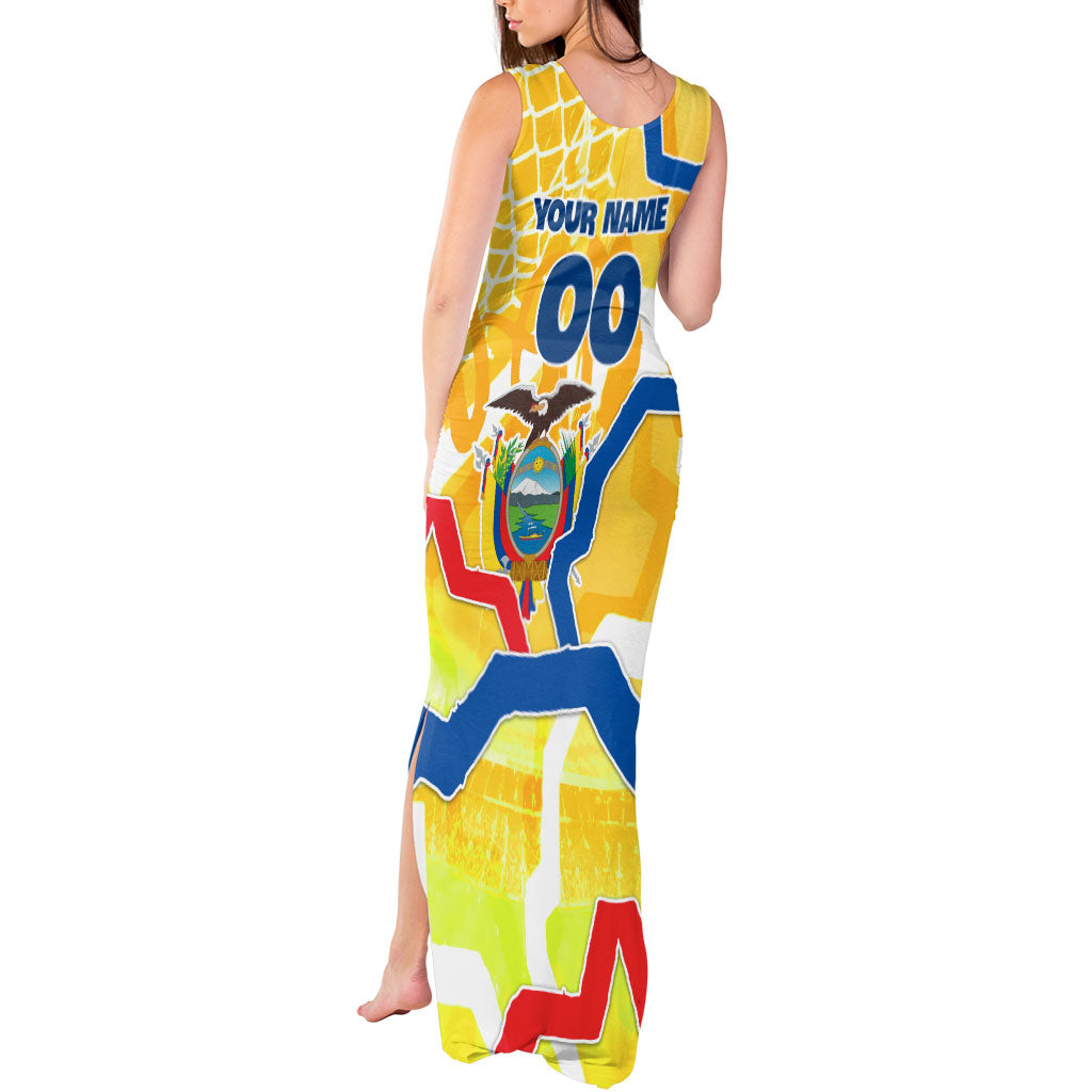 Personalized Ecuador Football Condor Mascot Tank Maxi Dress Golden Wings of La Tri