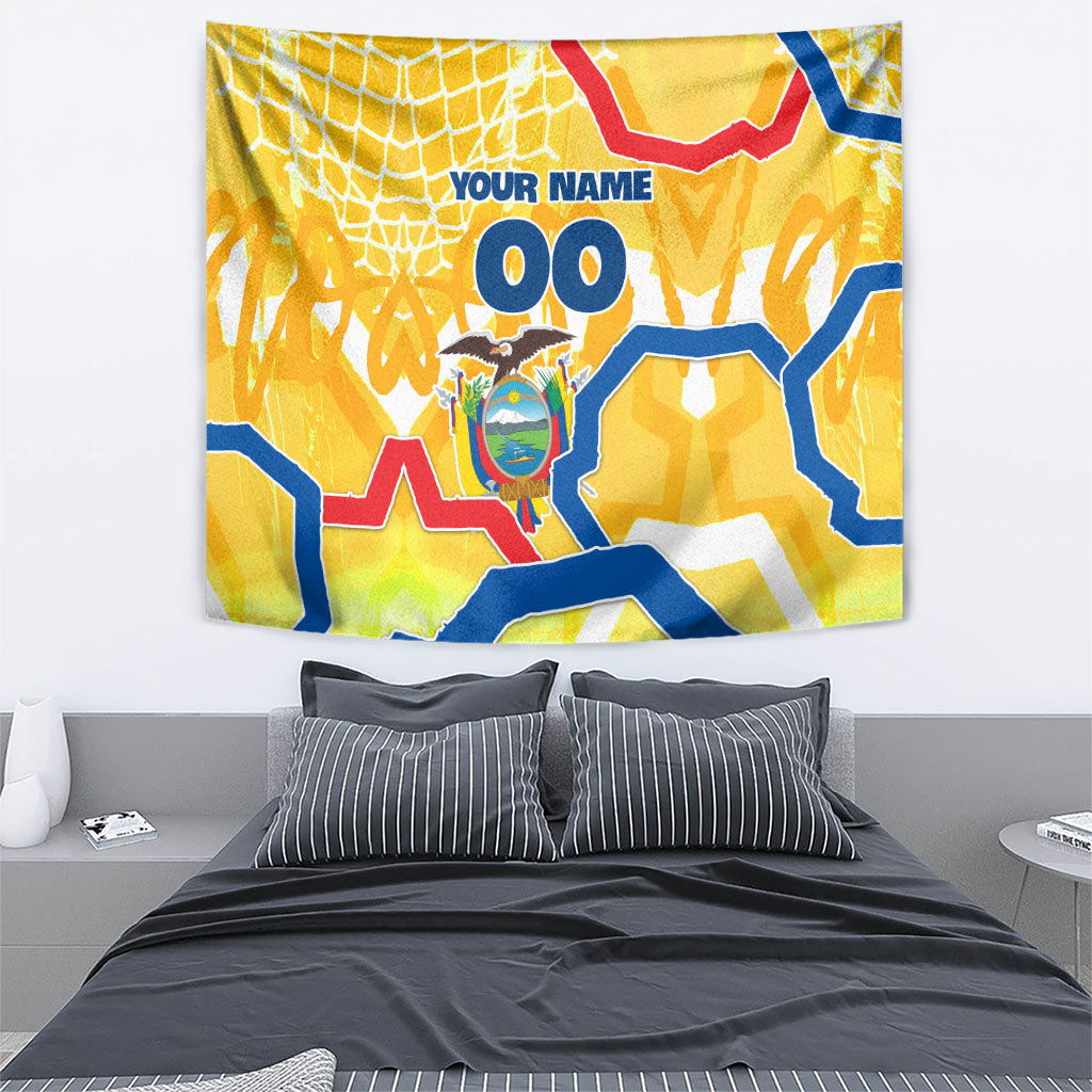 Personalized Ecuador Football Condor Mascot Tapestry Golden Wings of La Tri