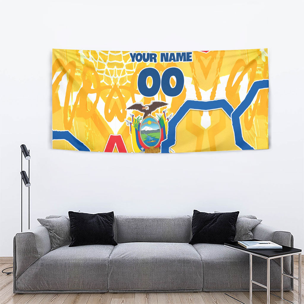 Personalized Ecuador Football Condor Mascot Tapestry Golden Wings of La Tri