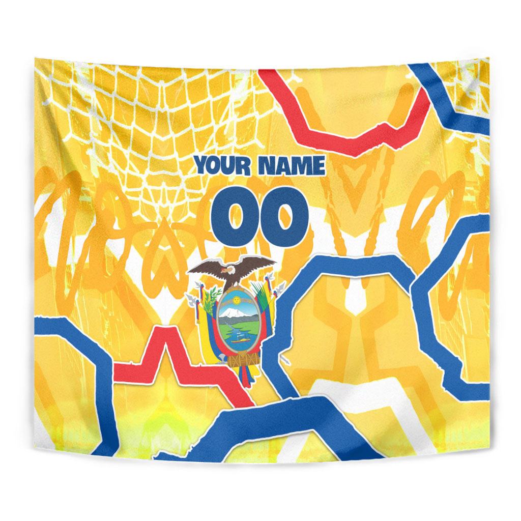 Personalized Ecuador Football Condor Mascot Tapestry Golden Wings of La Tri