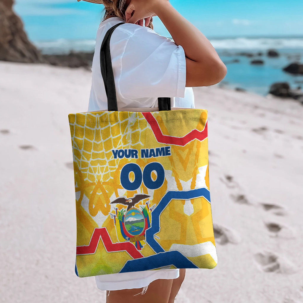 Personalized Ecuador Football Condor Mascot Tote Bag Golden Wings of La Tri
