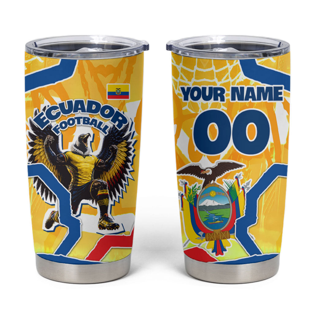 Personalized Ecuador Football Condor Mascot Tumbler Cup Golden Wings of La Tri