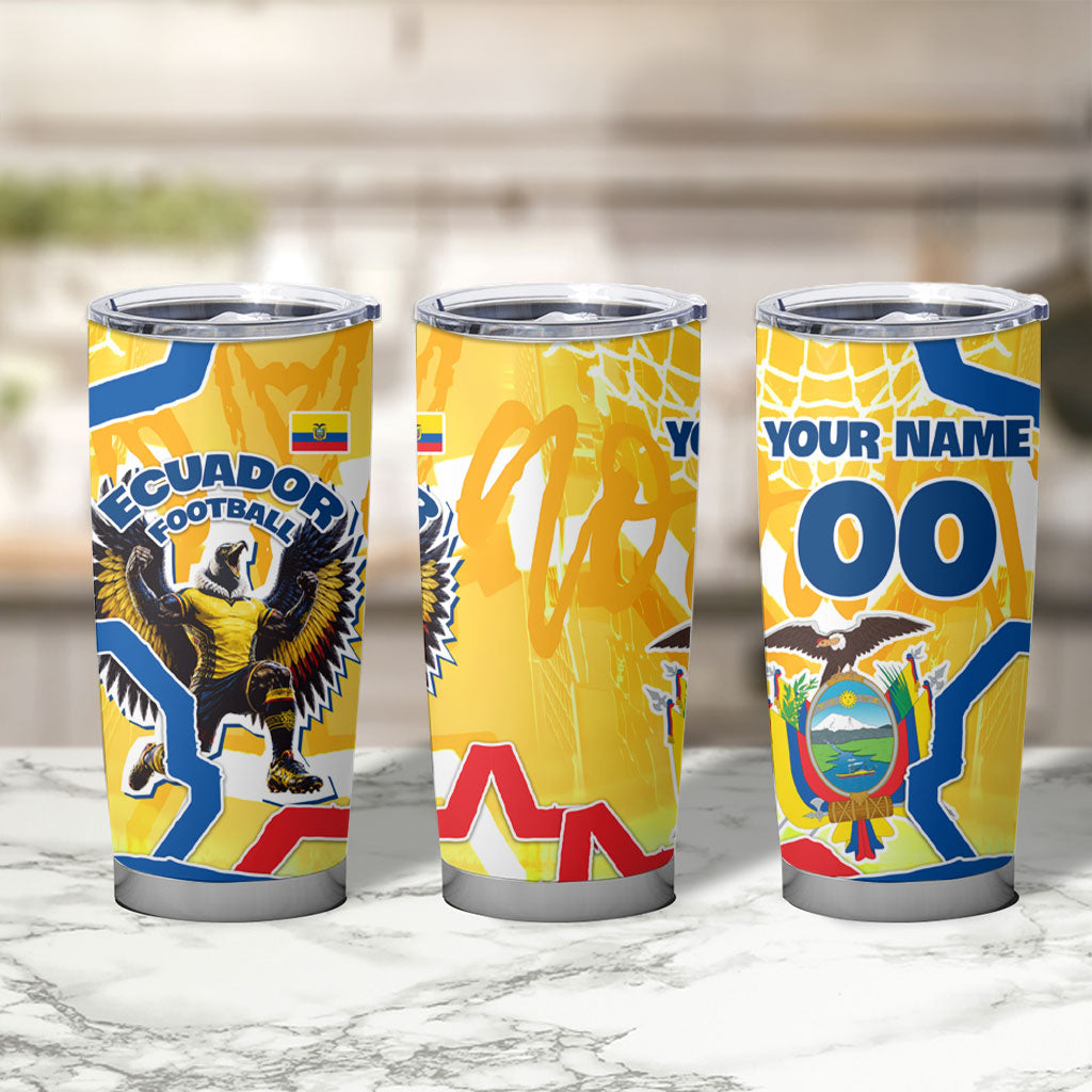 Personalized Ecuador Football Condor Mascot Tumbler Cup Golden Wings of La Tri