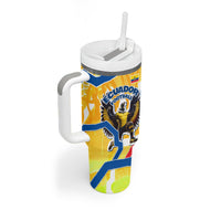 Personalized Ecuador Football Condor Mascot Tumbler With Handle Golden Wings of La Tri