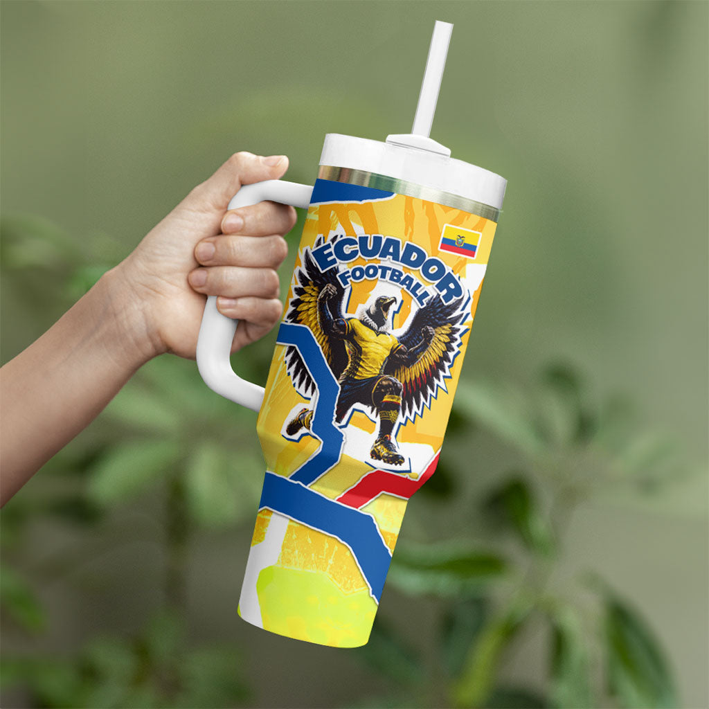 Personalized Ecuador Football Condor Mascot Tumbler With Handle Golden Wings of La Tri