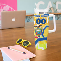 Personalized Ecuador Football Condor Mascot Tumbler With Handle Golden Wings of La Tri