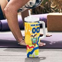 Personalized Ecuador Football Condor Mascot Tumbler With Handle Golden Wings of La Tri