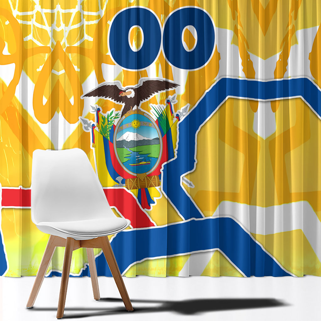 Personalized Ecuador Football Condor Mascot Window Curtain Golden Wings of La Tri