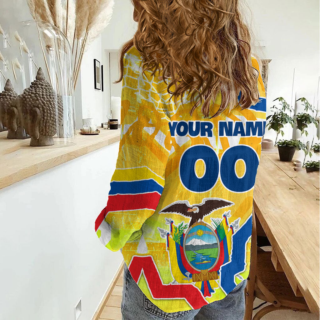Personalized Ecuador Football Condor Mascot Women Casual Shirt Golden Wings of La Tri
