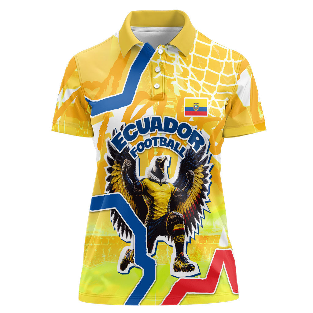 Personalized Ecuador Football Condor Mascot Women Polo Shirt Golden Wings of La Tri