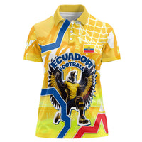 Personalized Ecuador Football Condor Mascot Women Polo Shirt Golden Wings of La Tri