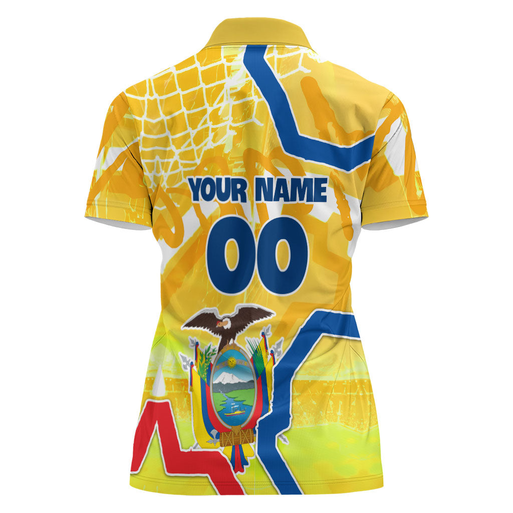 Personalized Ecuador Football Condor Mascot Women Polo Shirt Golden Wings of La Tri