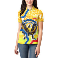 Personalized Ecuador Football Condor Mascot Women Polo Shirt Golden Wings of La Tri