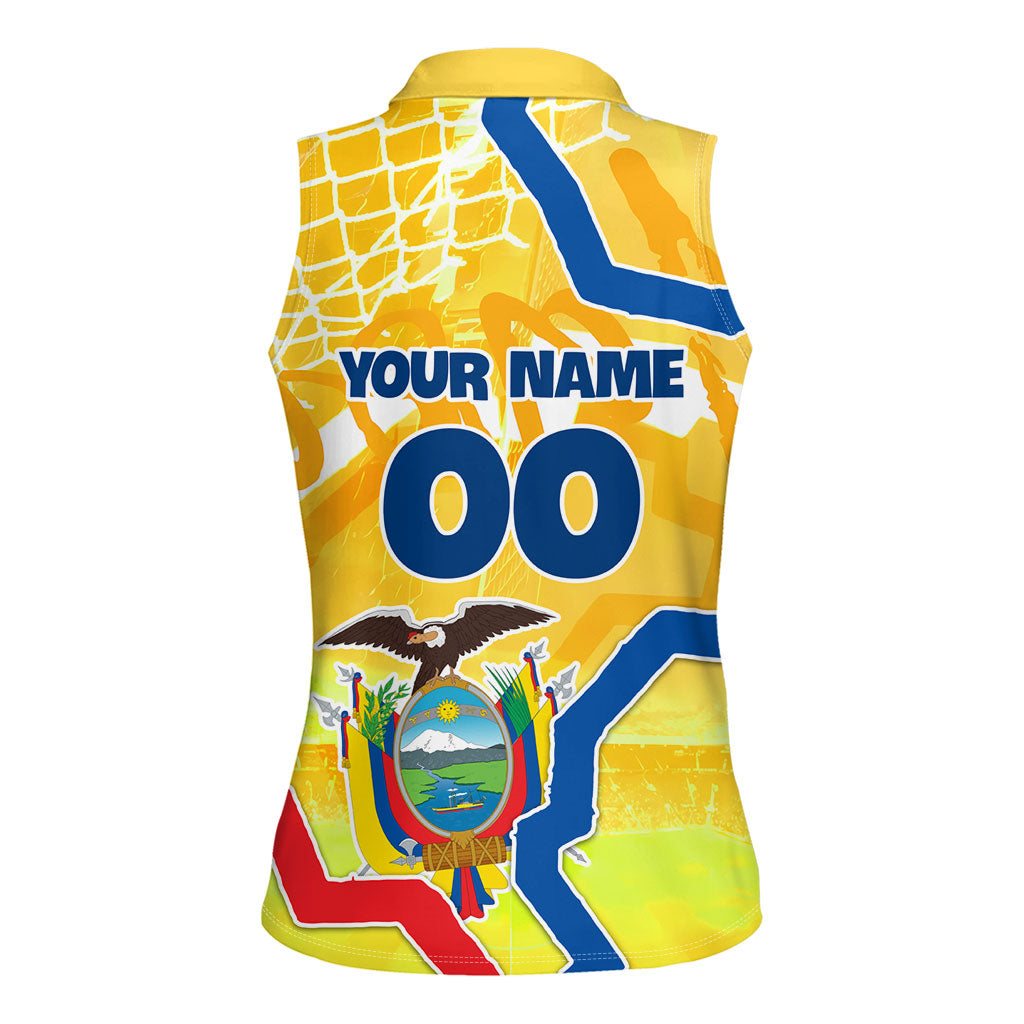 Personalized Ecuador Football Condor Mascot Women Sleeveless Polo Shirt Golden Wings of La Tri