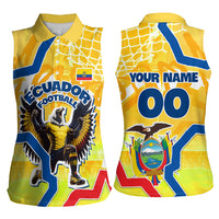 Personalized Ecuador Football Condor Mascot Women Sleeveless Polo Shirt Golden Wings of La Tri