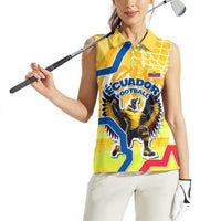 Personalized Ecuador Football Condor Mascot Women Sleeveless Polo Shirt Golden Wings of La Tri