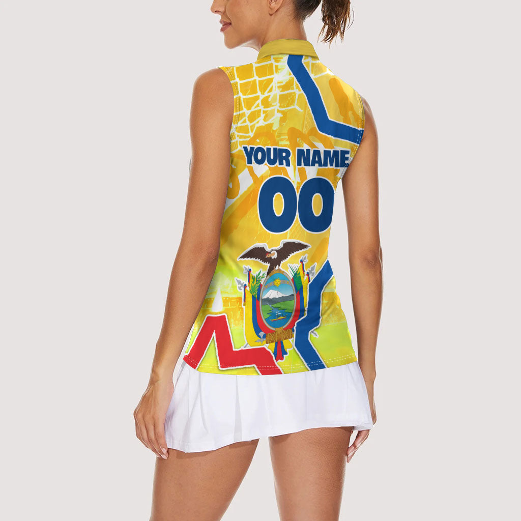 Personalized Ecuador Football Condor Mascot Women Sleeveless Polo Shirt Golden Wings of La Tri