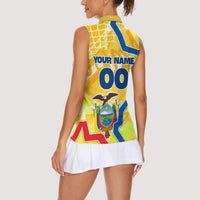 Personalized Ecuador Football Condor Mascot Women Sleeveless Polo Shirt Golden Wings of La Tri