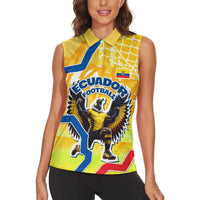 Personalized Ecuador Football Condor Mascot Women Sleeveless Polo Shirt Golden Wings of La Tri