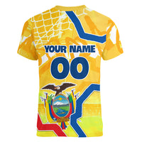 Personalized Ecuador Football Condor Mascot Women V-Neck T-Shirt Golden Wings of La Tri