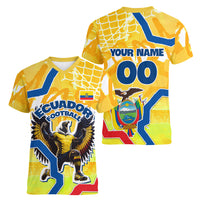 Personalized Ecuador Football Condor Mascot Women V-Neck T-Shirt Golden Wings of La Tri