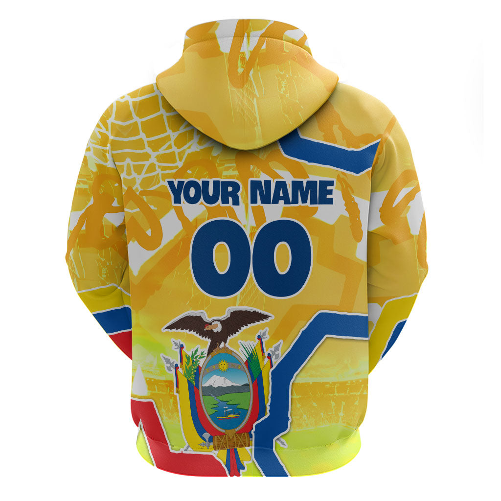 Personalized Ecuador Football Condor Mascot Zip Hoodie Golden Wings of La Tri