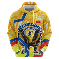 Personalized Ecuador Football Condor Mascot Zip Hoodie Golden Wings of La Tri
